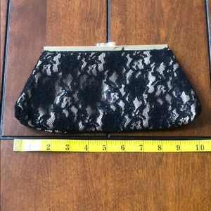 Black lace clutch with strap